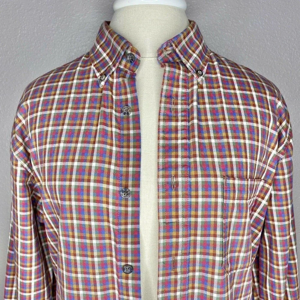 Clear Water Outfitters Men's Brown Red Plaid 100% Cotton Button-Down Shirt - Picture 2 of 10